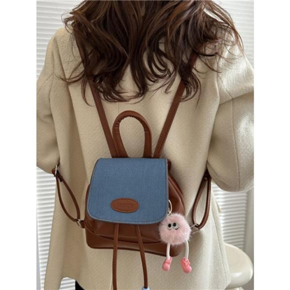 Mini Leather Drawstring Backpack Bag - Picture 4 of 6